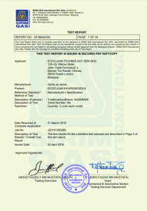 Test Report | EcoClean Technology Sdn. Bhd.