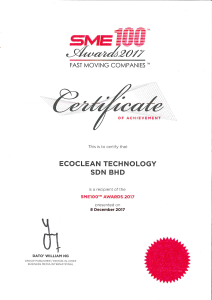 Certificate of Achievement | EcoClean Technology Sdn. Bhd.