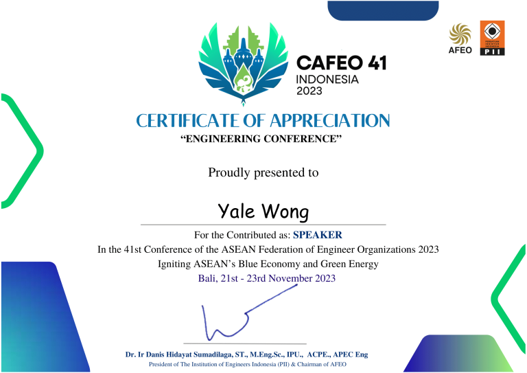 Certificate of Appreciation | EcoClean Technology